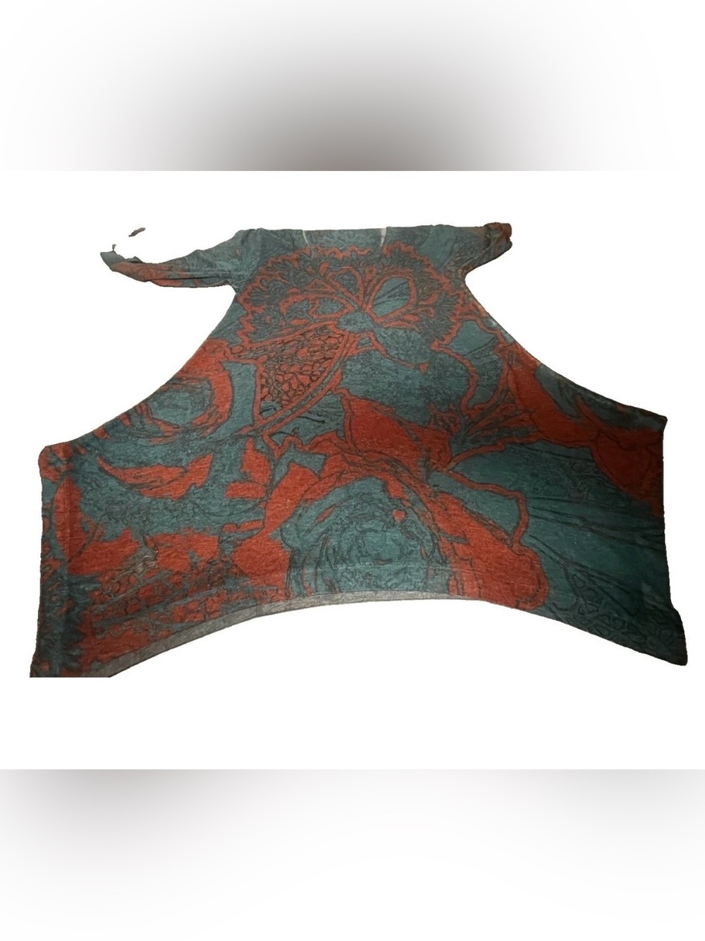 Soft Surroundings S Renaissance Tunic Top Green Floral Lagenlook Asymmetrical - Picture 3 of 7